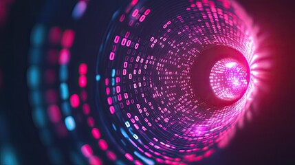 Obraz premium Abstract digital tunnel with binary code.