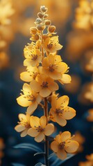 Golden Lysimachia Flower Close-Up in Soft Sunlight