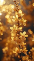 Golden Hour Blossom Delicate Spring Flowers in Soft Sunlight