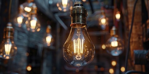 A collection of electric bulbs hanging from the ceiling, creating an impressive display of circular lighting.