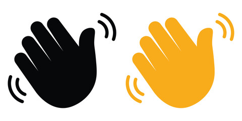 Waving Hand Symbol Icon in Flat Style for Communication and UI UX. Vector Illustration. EPS 10