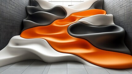 Obraz premium Abstract Modern Orange Black White Sculptural Seating
