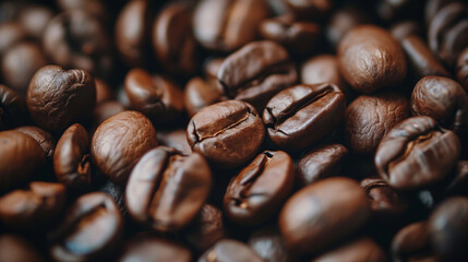 Fototapeta premium Close-Up of Roasted Coffee Beans Background