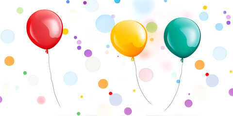 Greeting card design with colorful multicolored balloons and multicolored circles. Festive background.