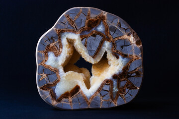 Septarian geode mineral, beautiful natural crystal, ideal for decor, collections, and photography.