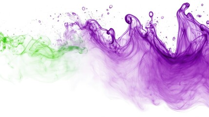Fototapeta premium Abstract green and purple swirling liquid paint.