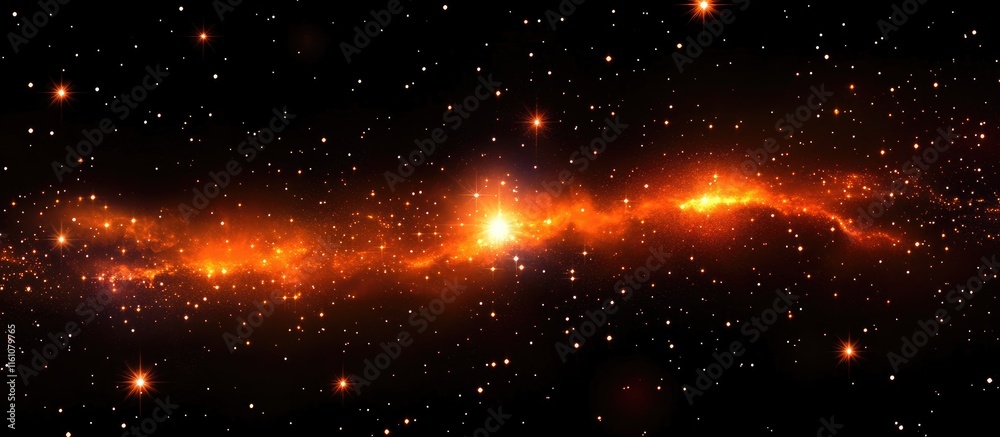 Canvas Prints cosmic nebula with bright orange and yellow colors surrounded by stars ideal for background text or 