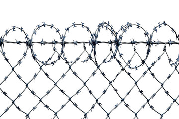 Barbed Wire Isolated On Transparent Background, ideal for security designs, fencing concepts, and industrial themed projects
