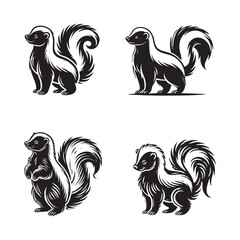 Standing Skunk Silhouette Vector Set - Wildlife Illustrations and Graphic Designs