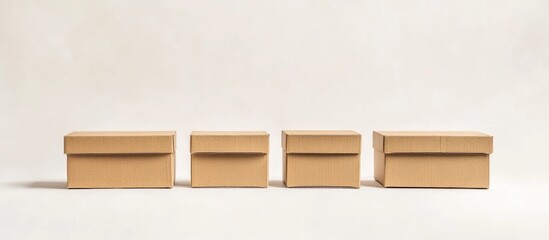 Brown stacked cardboard delivery boxes on a neutral background with areas for text and branding space for packaging and shipping concepts