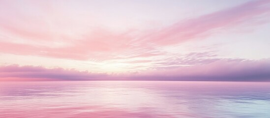 Fototapeta premium Pastel Sunrise Over Tranquil Caribbean Waters with Empty Space for Text Minimalist Coastal View