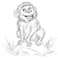 Obraz premium Happy Baby Chimpanzee Sketch 