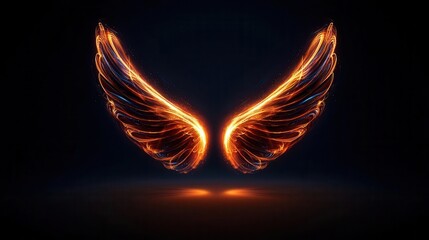 Abstract glowing wings on a silhouette, symbolizing freedom and purposeful living