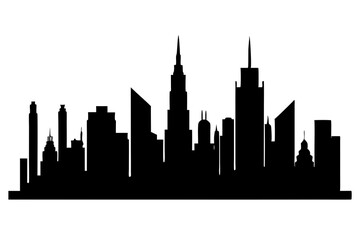Fototapeta premium Silhouette of a futuristic city skyline vector illustration on white background
