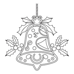 Christmas bell line art. Christmas decoration line art