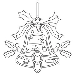 Christmas bell line art. Christmas decoration line art