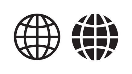 WebTwo simple black and white globe icons for global communication