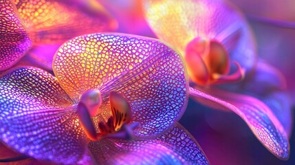 Close-up view of beautiful orchid flower with blurred background