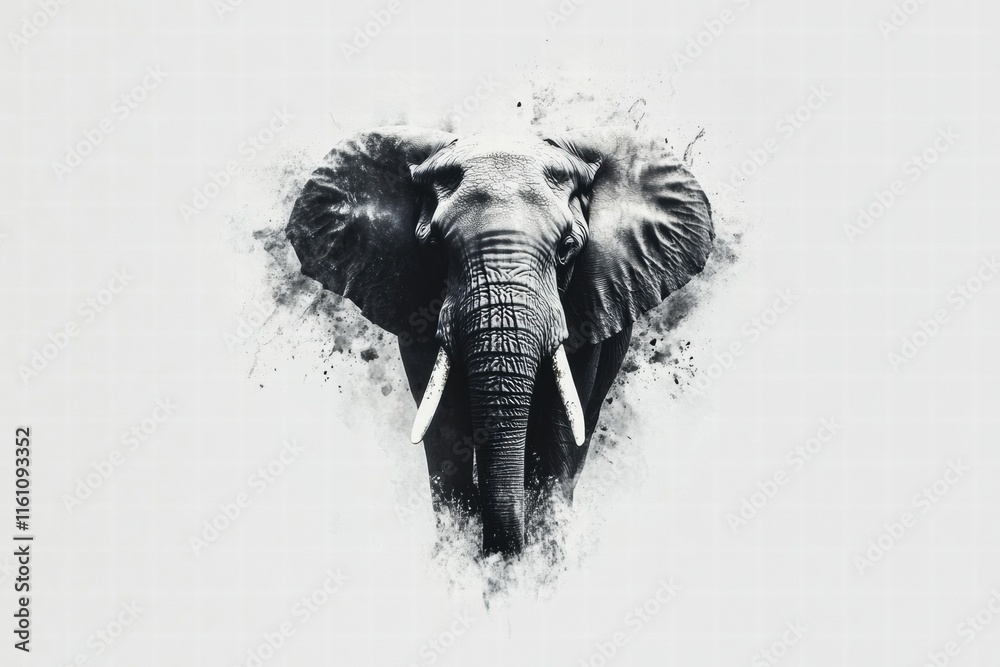Aufkleber Elephant illustration with isolated background featuring space for text or design elements. Generative AI