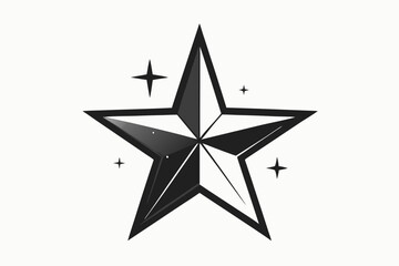 Glittering Star Icon - Black Silhouette Vector On White Background.