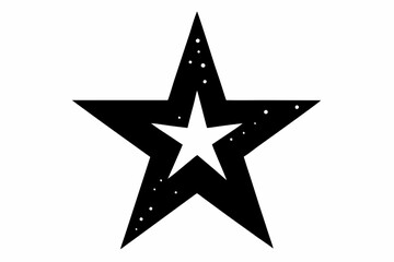 Glittering Star Icon - Black Silhouette Vector On White Background.