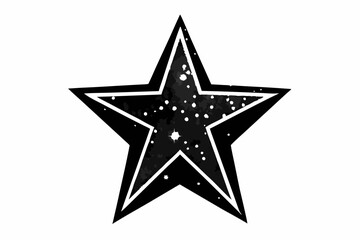 Obraz premium Glittering Star Icon - Black Silhouette Vector On White Background.