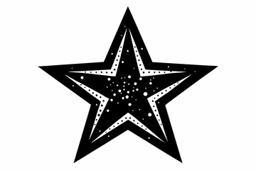 Glittering Star Icon - Black Silhouette Vector On White Background.