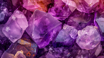 Fototapeta premium Close-Up of Vibrant Purple Amethyst Crystal Background 