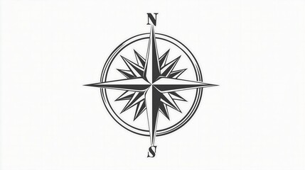 Obraz premium Simple black white compass direction clipart illustration drawing, symbol, sign