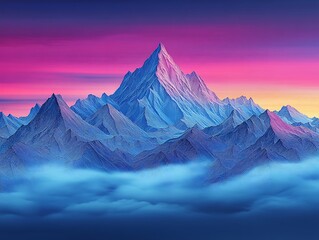 Majestic Mountains at Sunset Above a Sea of Clouds