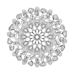 Outline Mandala for Coloring Book Page. Oriental Mandala vector. Mandala Coloring book line art vector illustration. Vector abstract mandala pattern.