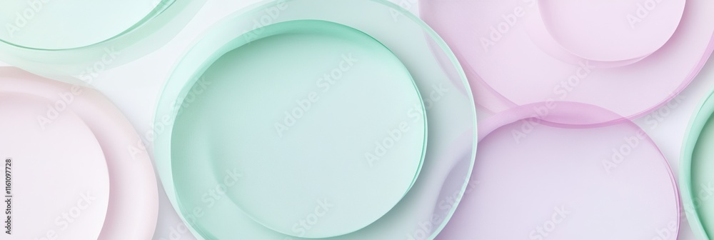 Leinwandbilder Elegant overlapping circles in pastel tones create a serene design with ample space for text and branding. Generative AI