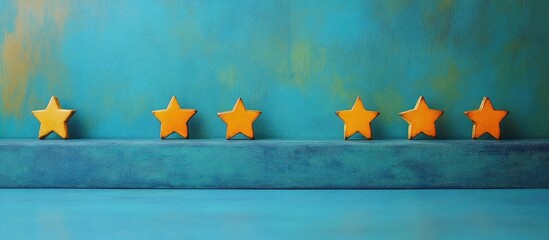 Seven Golden Star Ratings on Vibrant Blue Background Ready for Custom Text Input