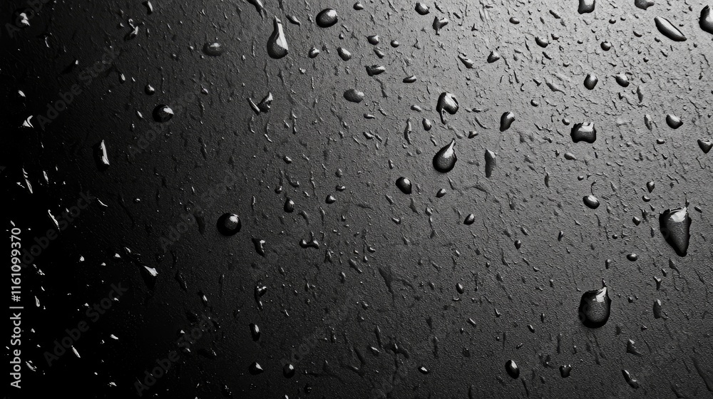 Poster raindrops on dark surface creating abstract texture and patterns for background or wallpaper design 