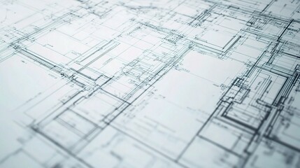 Blueprint: A close-up of intricate lines and symbols on a blueprint, showcasing the meticulous planning and precision involved in architectural or engineering projects.