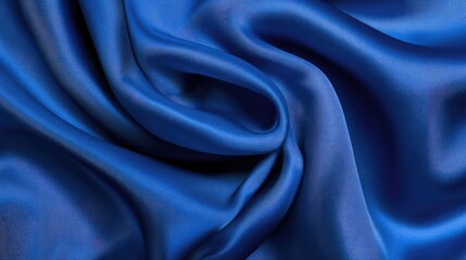Obraz premium Elegant Deep Blue Silky Fabric Texture with Smooth Drapery and Rich Color Depth for Stylish Design Backgrounds