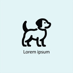 A minimalist black silhouette of a cute cartoon-style animal resembling a fox or cat