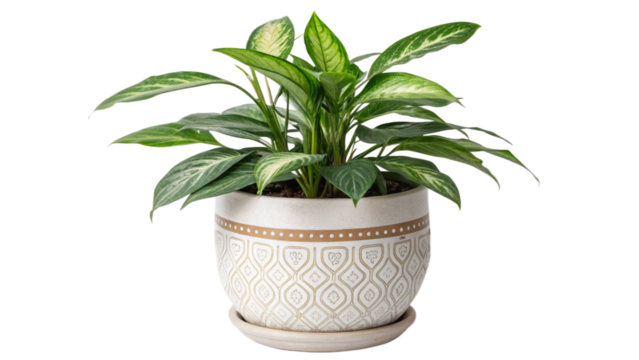 Elegant Decorative Ceramic Potted Peace Lily Houseplant Indoor Decor On Transparent Background