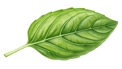 Fototapeta premium Single Basil Leaf Botanical Illustration, Green Herb Detail