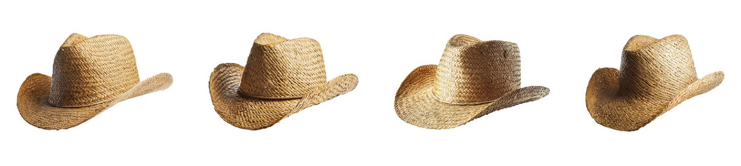 Woven cowboy hats isolated on transparent or white background