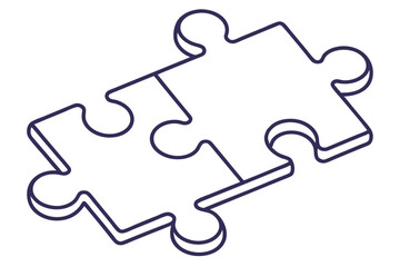Outlined Minimal Icon Of A Puzzle Piece Connecting - Perfect For Minimalist Designs, Art, And Decor With Unique Geometric Aesthetic