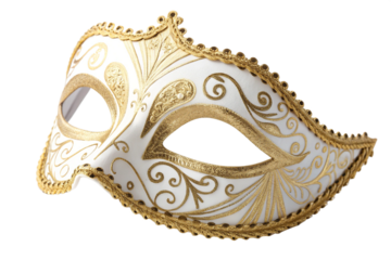Elegant White Gold Venetian Masquerade Party Costume Mask