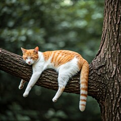 Cat Napping on a Tree