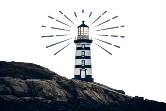 Lighthouse Glitch Art Digital Distortion, Coastal Beacon, Bright Light