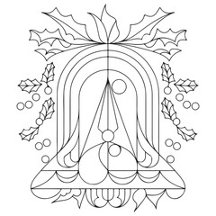 Merry Christmas Bell, Isolated christmas bell sketch icon Vector, christmas bell logo, christmas bell with ribbon white background.