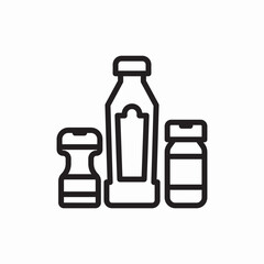 Condiments sauce bottles kitchen seasoning icon vector sign
