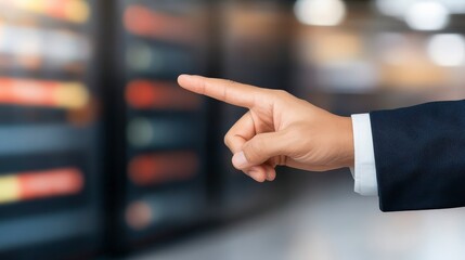 Hand Gesture Indicating Selection in Blurred Digital Interface Background