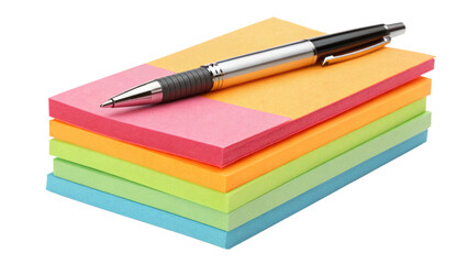 Fototapeta premium Colorful Sticky Notes, Pen, Office Supplies, Writing, Memo Pads
