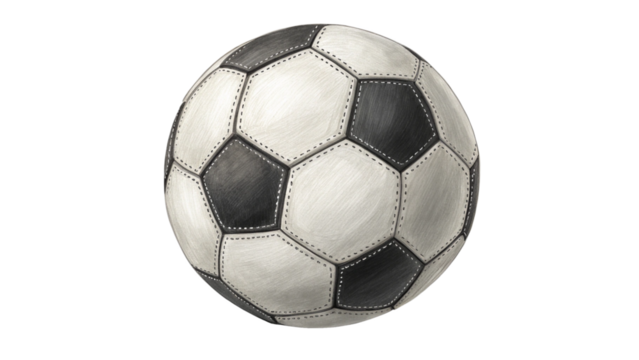 Classic Soccer Ball Drawn on Transparent Background
