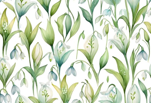 Nahtloser Schneegl&ouml;ckchen Pattern Hintergrund